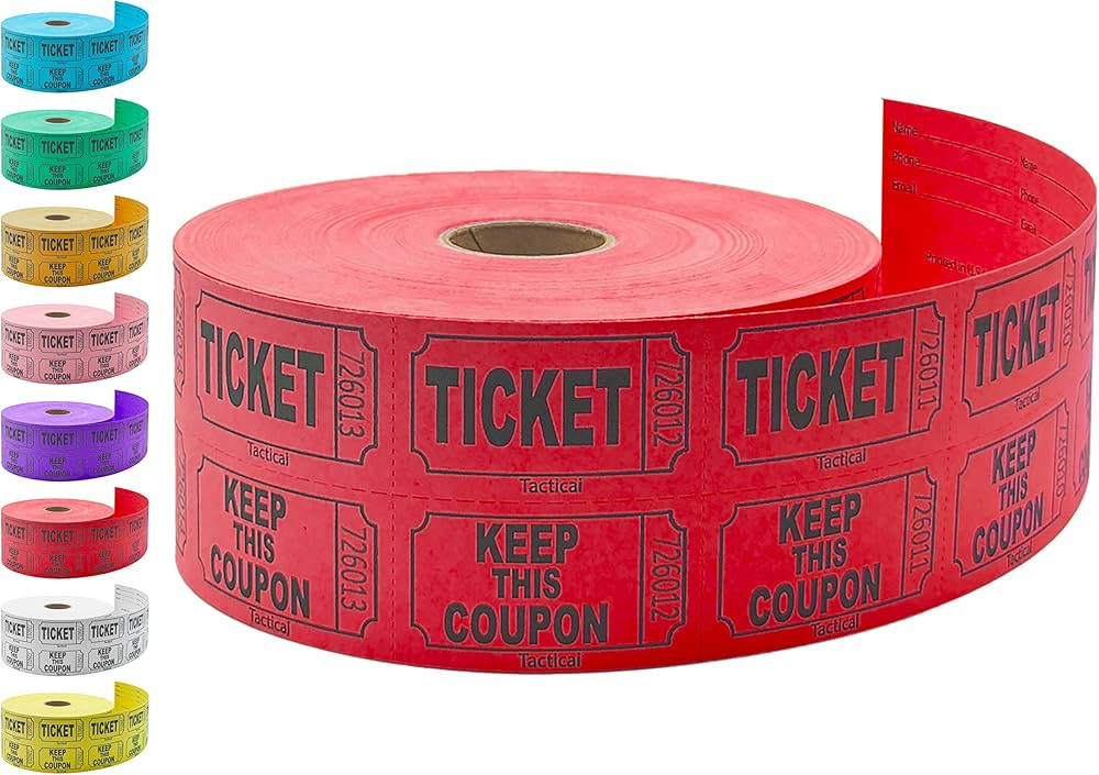 1000 Tacticai Red Raffle Tickets (8 Color Selection), Double Roll, Ticket for Events, Entry, Clas... | Amazon (US)