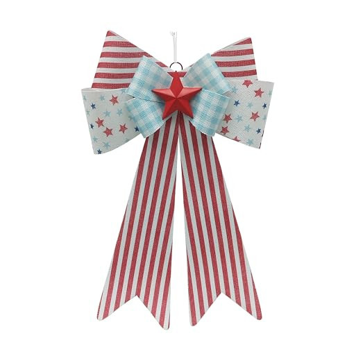 Celebrate It 24" Red Stripe Bow Wall Decor, Red, White, & Blue Party Supplies and Decorations for Memorial Day, Independence Day | Amazon (US)