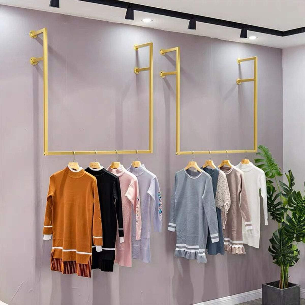 MDEPYCO Clothing Store Simple Wall Mounted Metal Display Rack, Window Hanging Garment Racks, U-sh... | Amazon (US)