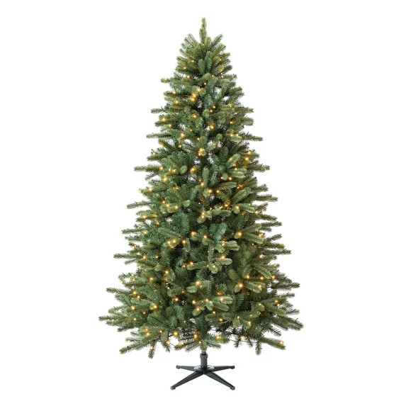 7.5' Pre-Lit Birchwood Fir Green Artificial Christmas Tree with Warm White Twinkle LED Lights and... | Walmart (US)