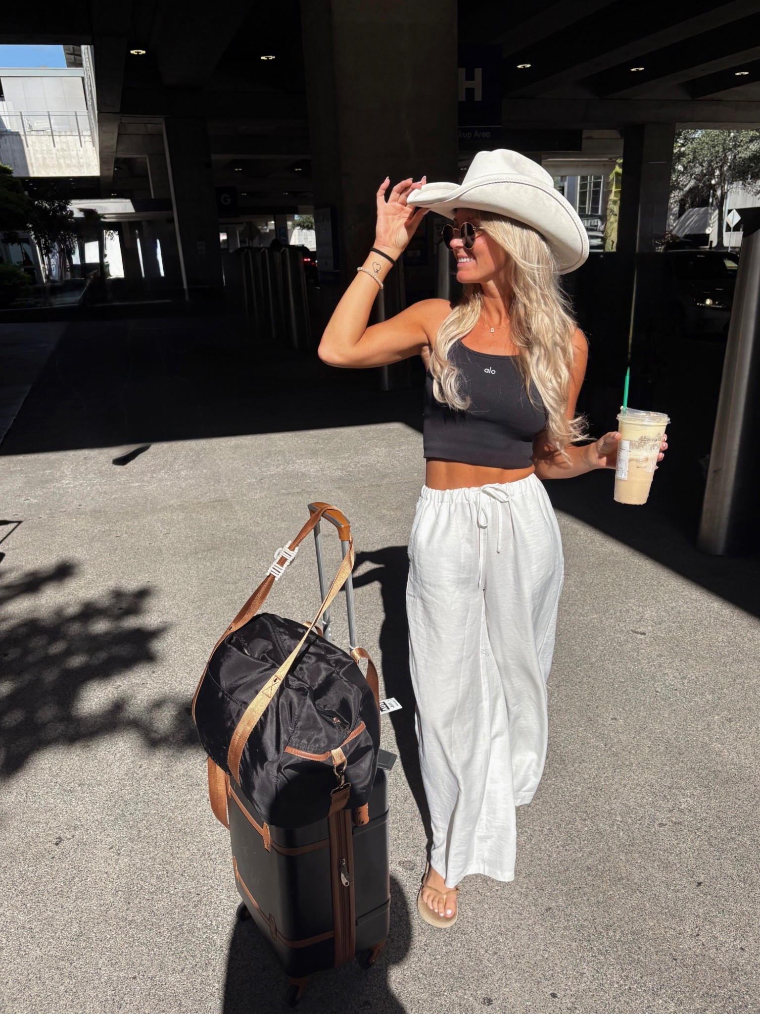 Bachelorette travel fit!! 
Alo size S. Pants- small 

#LTKWedding #LTKActive #LTKFindsUnder50