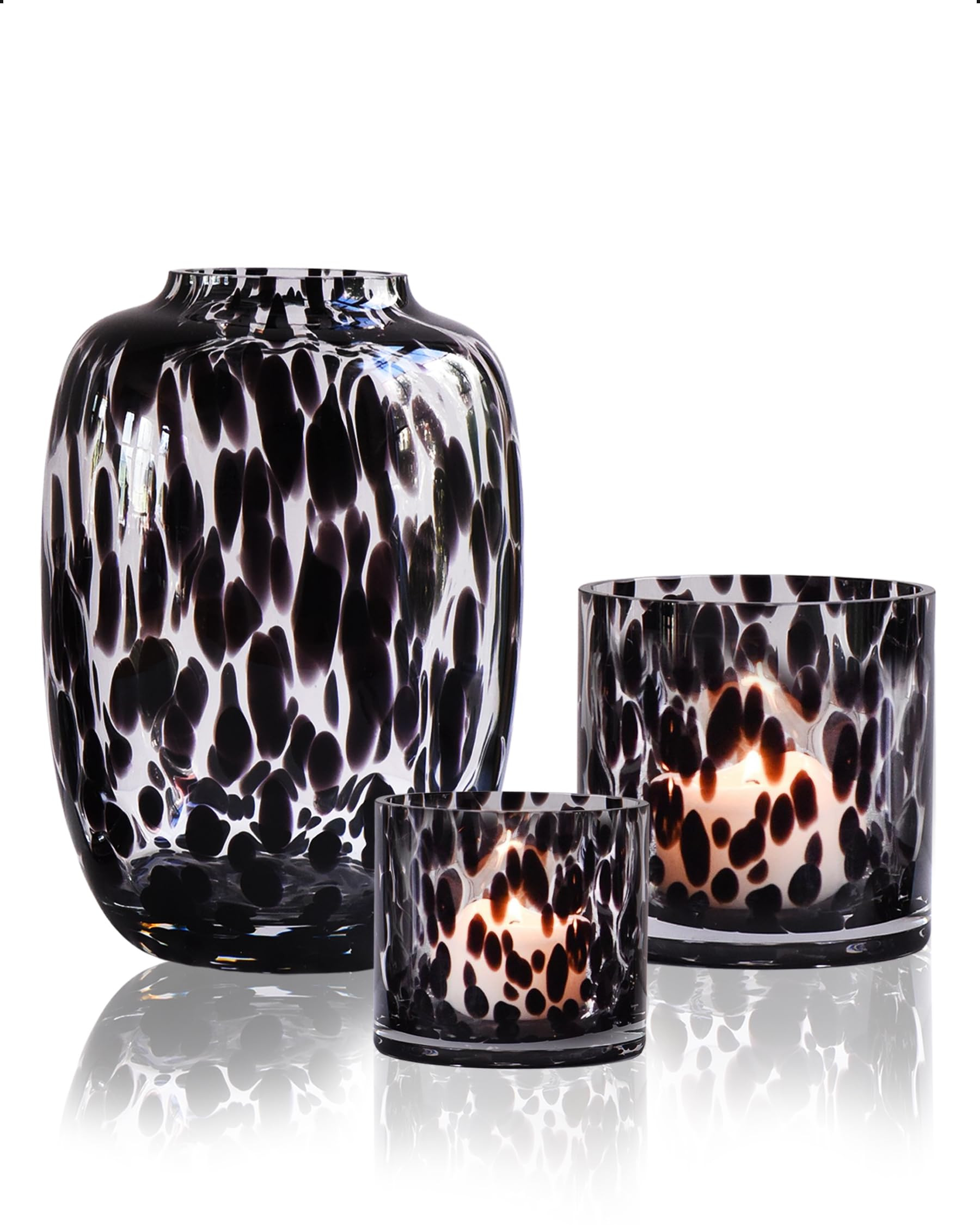 CONVIVA Glass Vase and Candle Holder Set, 3-Piece,Modern Fall Decor Table Centerpiece Thanksgivin... | Amazon (US)