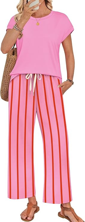 WIHOLL Two Piece Set for Women Lounge Summer Spring Outfits Cruise Travel Airport Beach Vacation ... | Amazon (US)