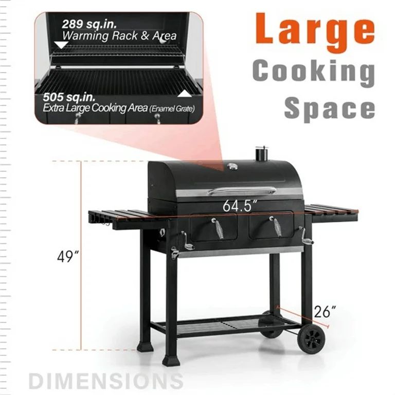 Summit Living 34'' Charcoal Grill Extra Large Portable BBQ  Grill, Black | Walmart (US)