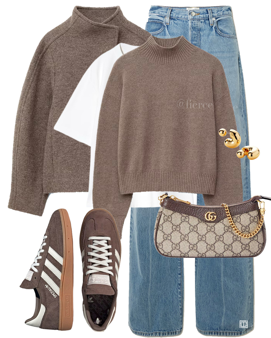taupe beige mole wool jacket blue loose jeans gucci mini ophidia shoulder bag taupe beige mole jumper mole taupe beige adidas spezial casual comfy outfit weekend look 

 #LTKuk #LTKautumn #LTKwinter