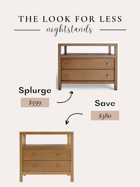 Get the look for less! Inspired by the Crate & Barrel Keane Nightstand, this lookalike is a better fit for smaller spaces! #bedroomfurniture #woodnightstand #crateandbarrel #keanenightstand #dupe #lookforless 