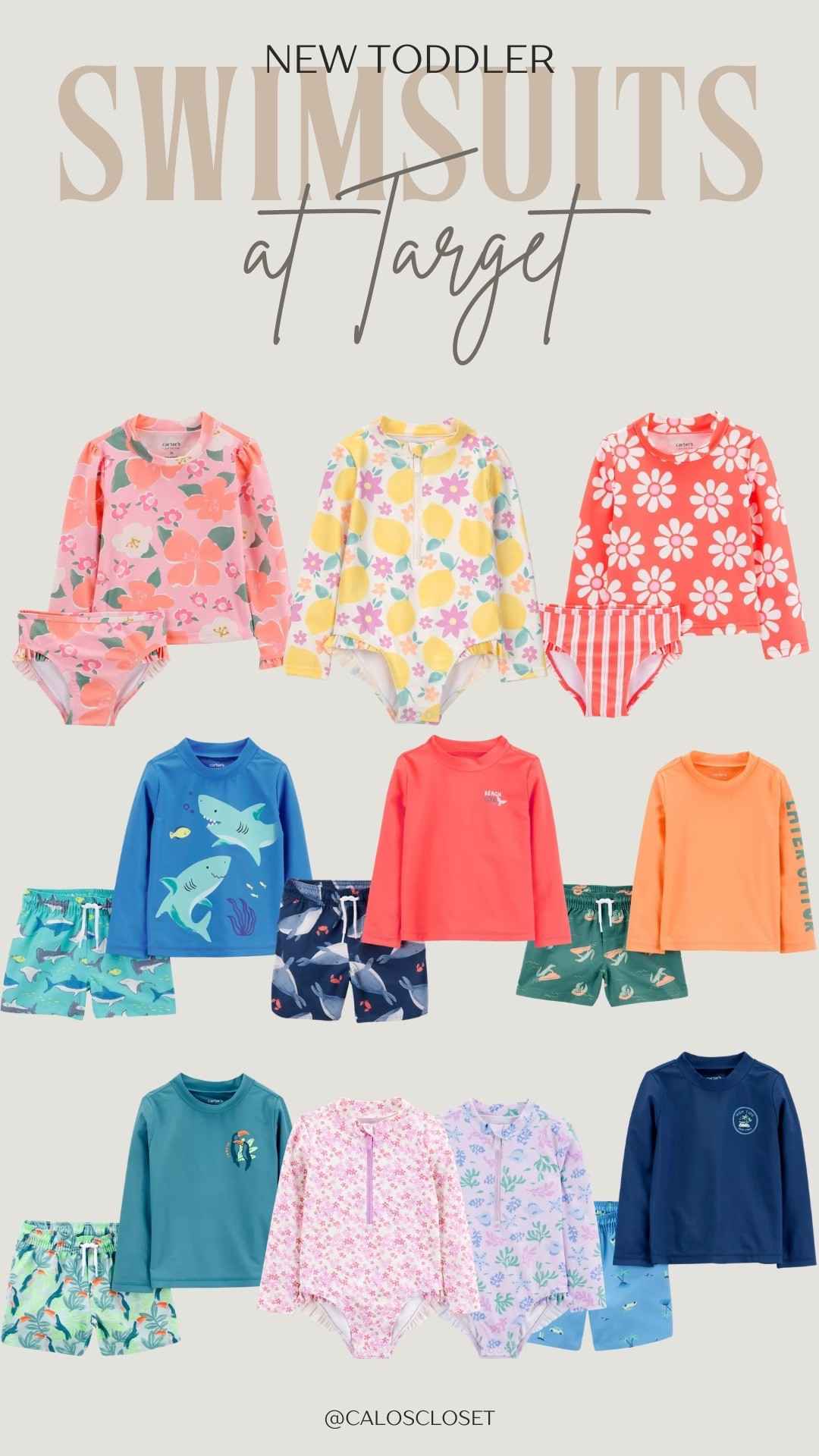 ☀️ New toddler swimsuits are now live at Target and they are too cute to pass up! From bright florals and lemons to sharks and tropical prints, these affordable finds are perfect for beach days, pool time, and summer vacations. 🏖️🐠🍋

I rounded up my favorite styles for both boys and girls in one place so you can shop them all easily. Which print is your favorite? 💕🦈

#TargetStyle #TargetFinds #ToddlerStyle #KidsSwimwear #SummerFinds #TargetKids #AffordableFashion #LTKKids #LTKFamily #LTKUnder50