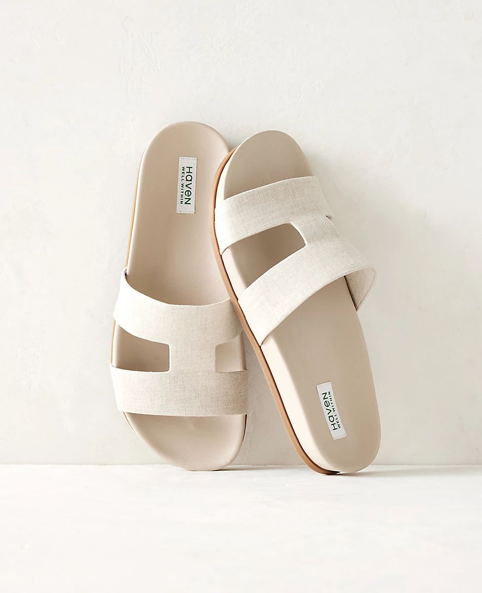 Haven Well Within Linen Cutout Slides | Ann Taylor (US)