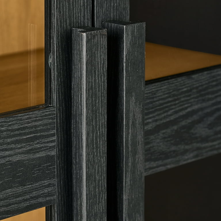 Better Homes & Gardens Ezra Glass Door Storage Accent Cabinet, Rich Black finish | Walmart (US)