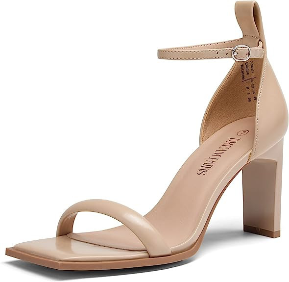 DREAM PAIRS High Heels Chunky Block Square Toe Heels for Women Sexy Dressy Open Toe Chain Heel Sa... | Amazon (US)