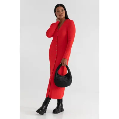 KADA The Long Sleeve Sweater Duster Midi Dress in Salt at Nordstrom, Size Medium | Nordstrom