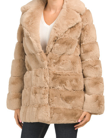 Sculpted Faux Fur Collared Bomber Coat | TJ Maxx