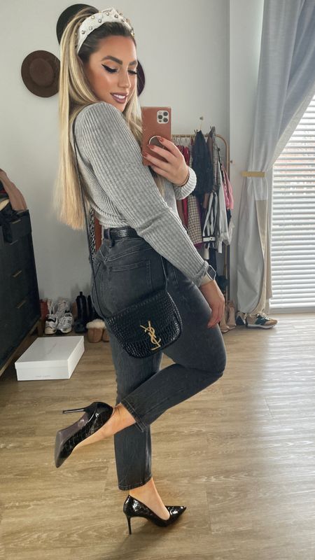Abercrombie is 25% off today! Grab these black high rise mom jeans for only $67.50- normally 90! I am wearing a size 29 here. Paired with a turtleneck, croco heels, my YSL Kaia bag and matching YSL croco belt. Perfect winter outfit for shopping, lunch with the girls or date night! 

#LTKHoliday #LTKCyberWeek #LTKitbag