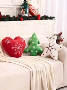 1pc Christmas Decorative Plush Pillow With Embroidered Christmas Tree & Snowflakes | SHEIN