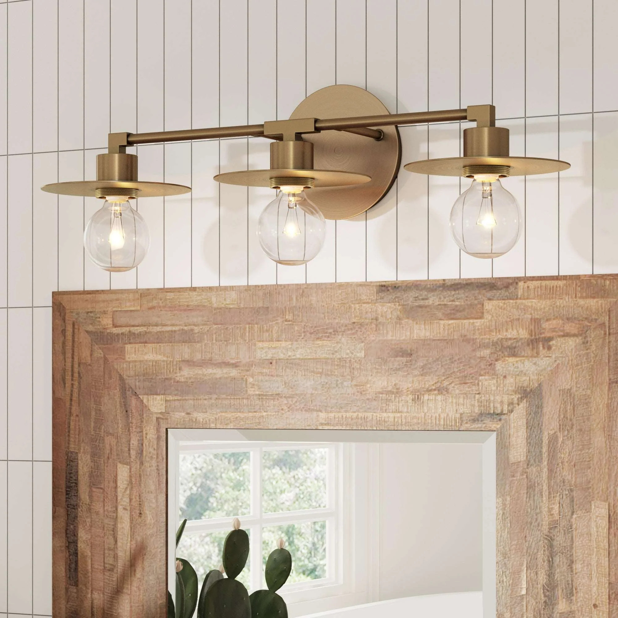 Metal 3-Bulb Bathroom Vanity Light Brass | Nathan James