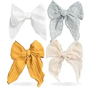 California Tot Big Girl's Mixed Bow Clips Set of 4 (Golden Straw Set of 4) | Amazon (US)