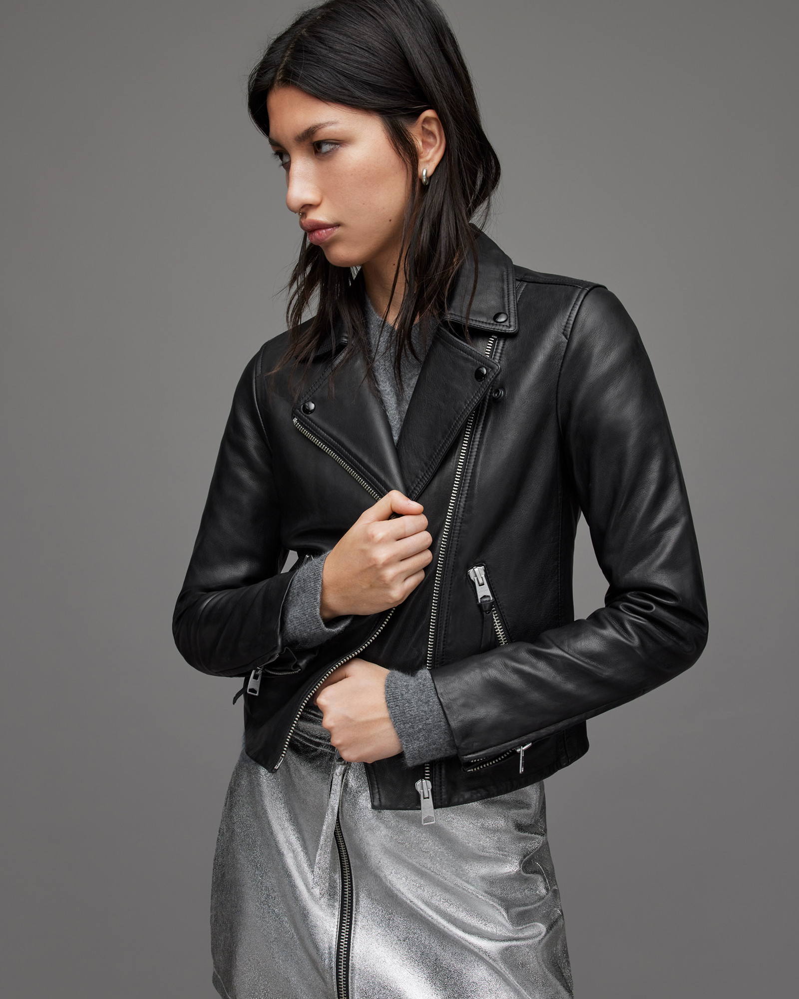 Dalby Leather Biker Jacket | AllSaints UK
