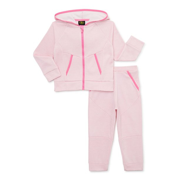 Athletic Works Baby and Toddler Girls Tech Fleece Active Zip Hoodie and Joggers, 2 Piece Outfit S... | Walmart (US)