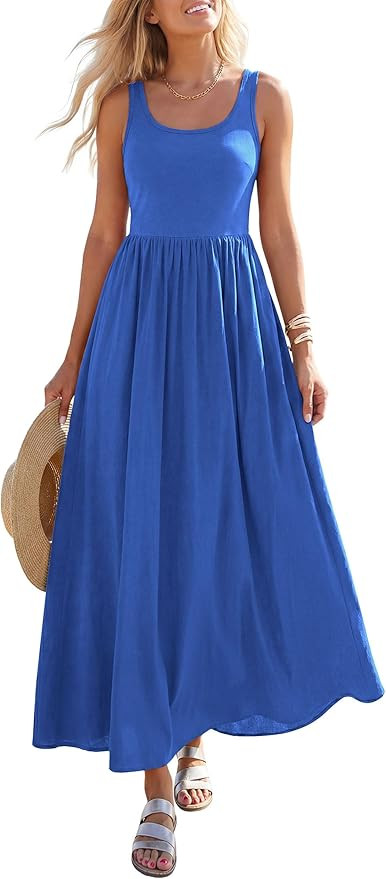 PRETTYGARDEN Womens Summer Casual Scoop Neck Sleeveless Long Dresses Tank Top Patchwork Aline Swi... | Amazon (US)
