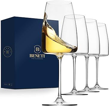 Exquisite White Wine Glasses [Set of 4] 14 Ounce - Premium Clear Glass Bordeaux Wine Glasses Larg... | Amazon (US)