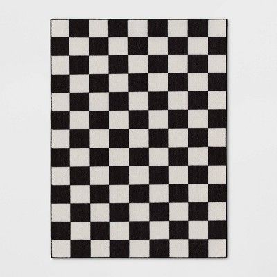4'x5'5" Small Checker Rug Charcoal and Ivory - Room Essentials™ | Target