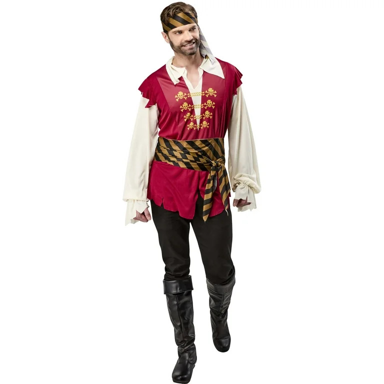 Pirate Halloween Costume for Adults, Mens Size L, by Way to Celebrate | Walmart (US)