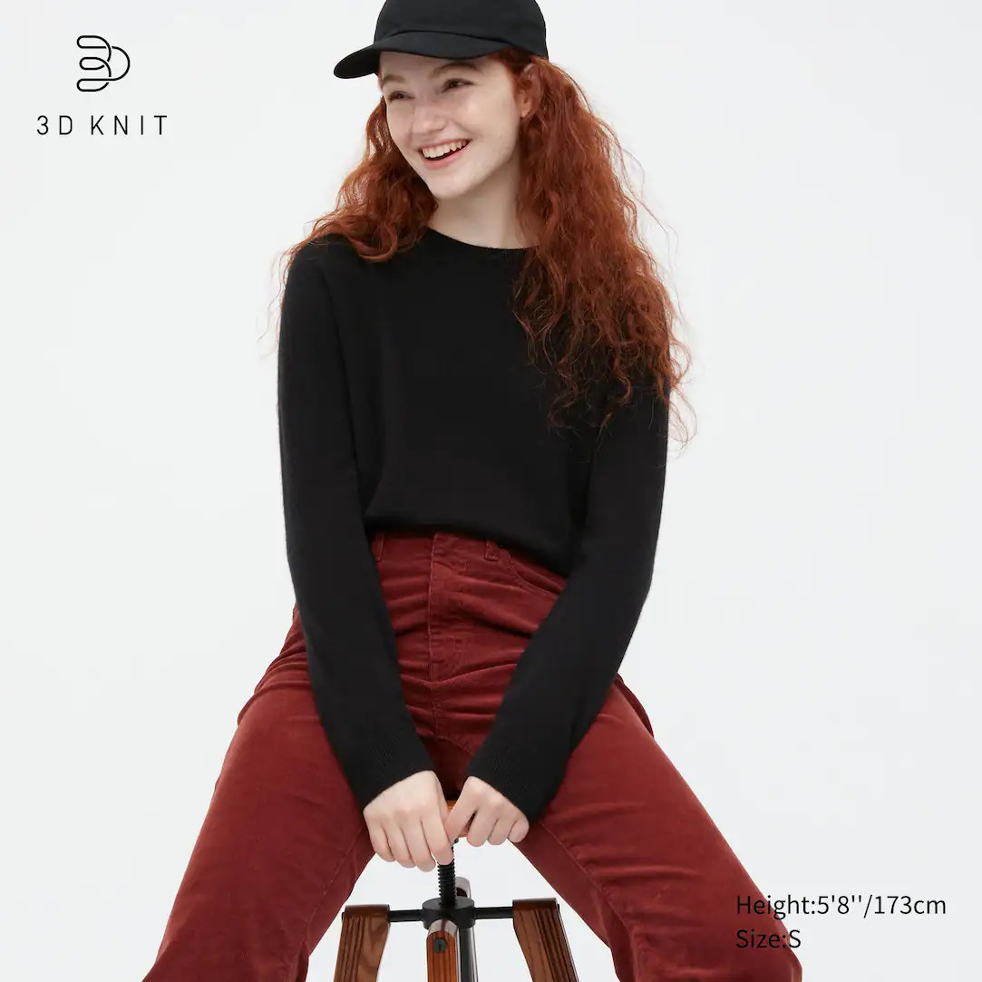 Maglione 100% Cashmere Punto 3D Senza Cuciture Girocollo | Uniqlo IT