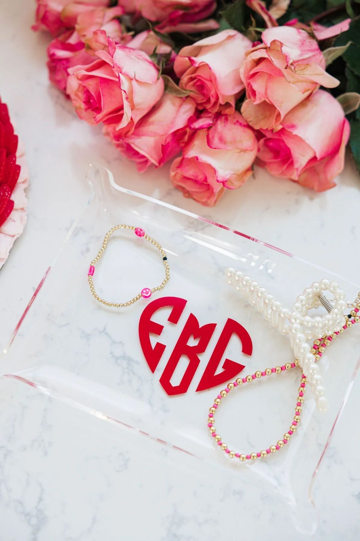 Heart Monogram Acrylic Tray | Sprinkled With Pink