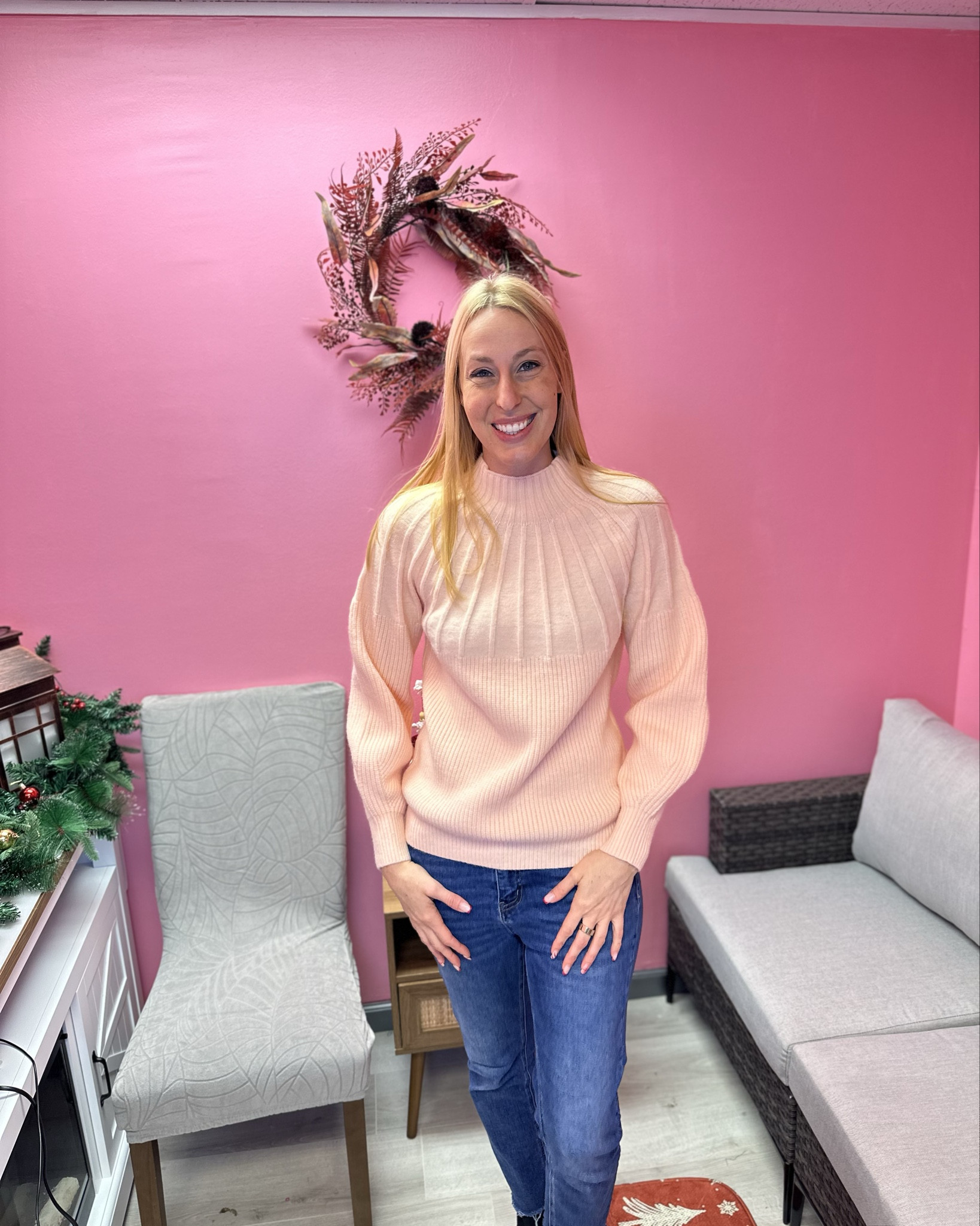 Light peach detailed sweater  
🤍 I love all the fun detail and design of this sweater 
🤍it has lots of stretch and is loose fitting 
🤍 fits true to size, wearing size small and I am 5’10”

#LTKTall #LTKFindsUnder100 #LTKFindsUnder50