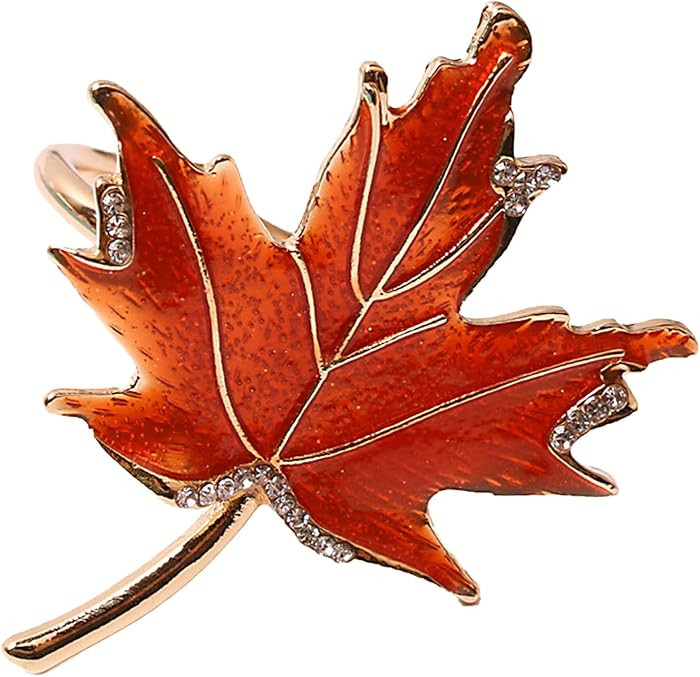 6 Pcs Maple Leaves Napkin Ring, Fall Metal Napkin Ring Holder Maple Leaves Serviette Buckle Holde... | Amazon (US)