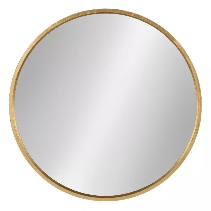 26" x 26" Travis Round Wood Accent Wall Mirror Gold - Kate and Laurel | Target
