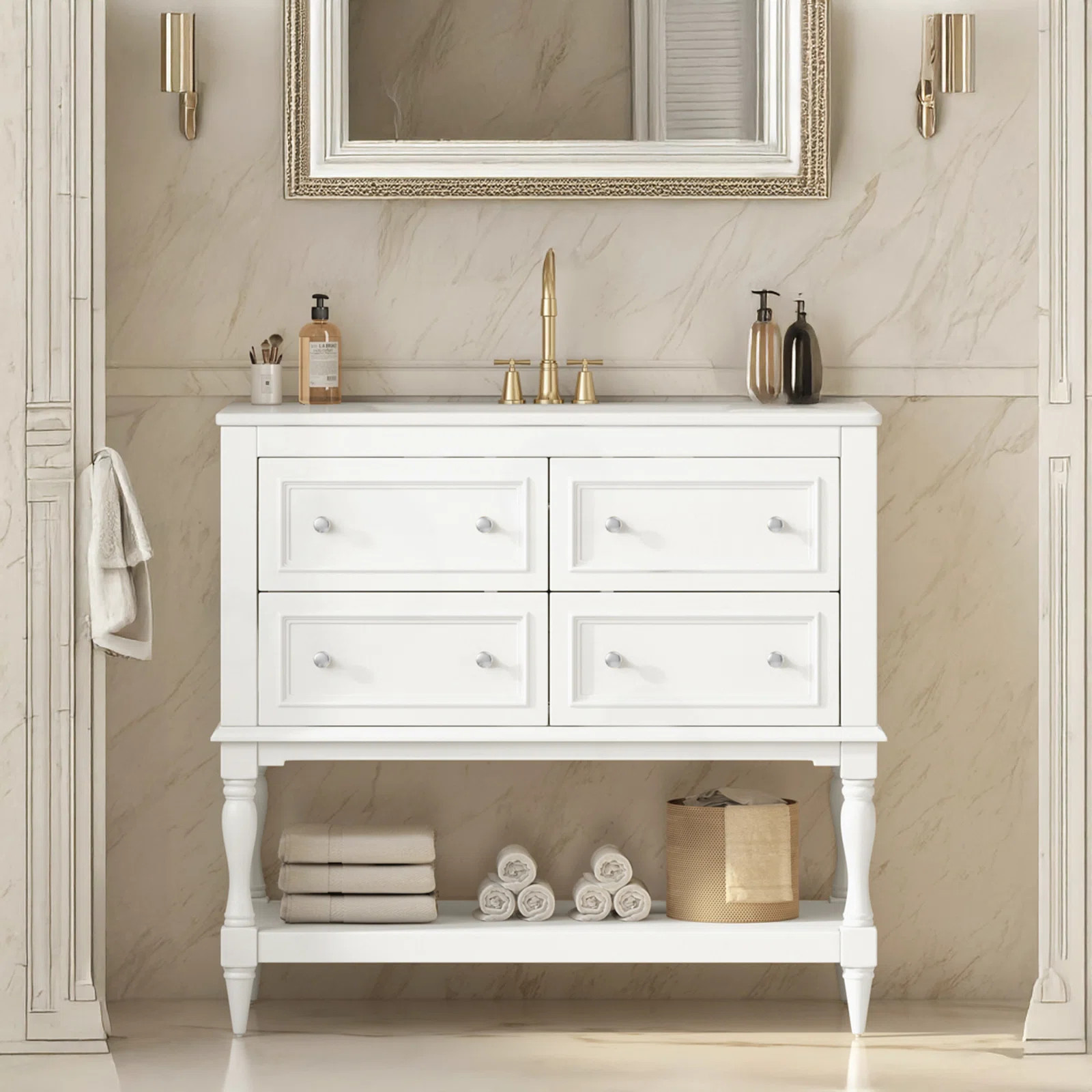 Freestanding Bathroom Vanity Set with 4 Drawers | Wayfair North America