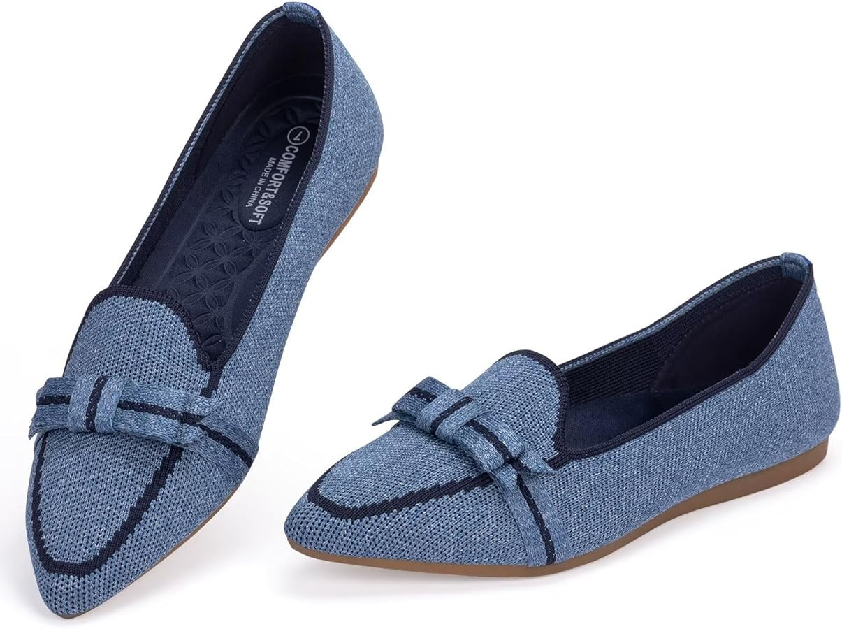 BEJINASH Women's Loafer Flats Casual Knit Fabric Lightweight Dressy Shoes Washable Elegant Pointe... | Amazon (US)