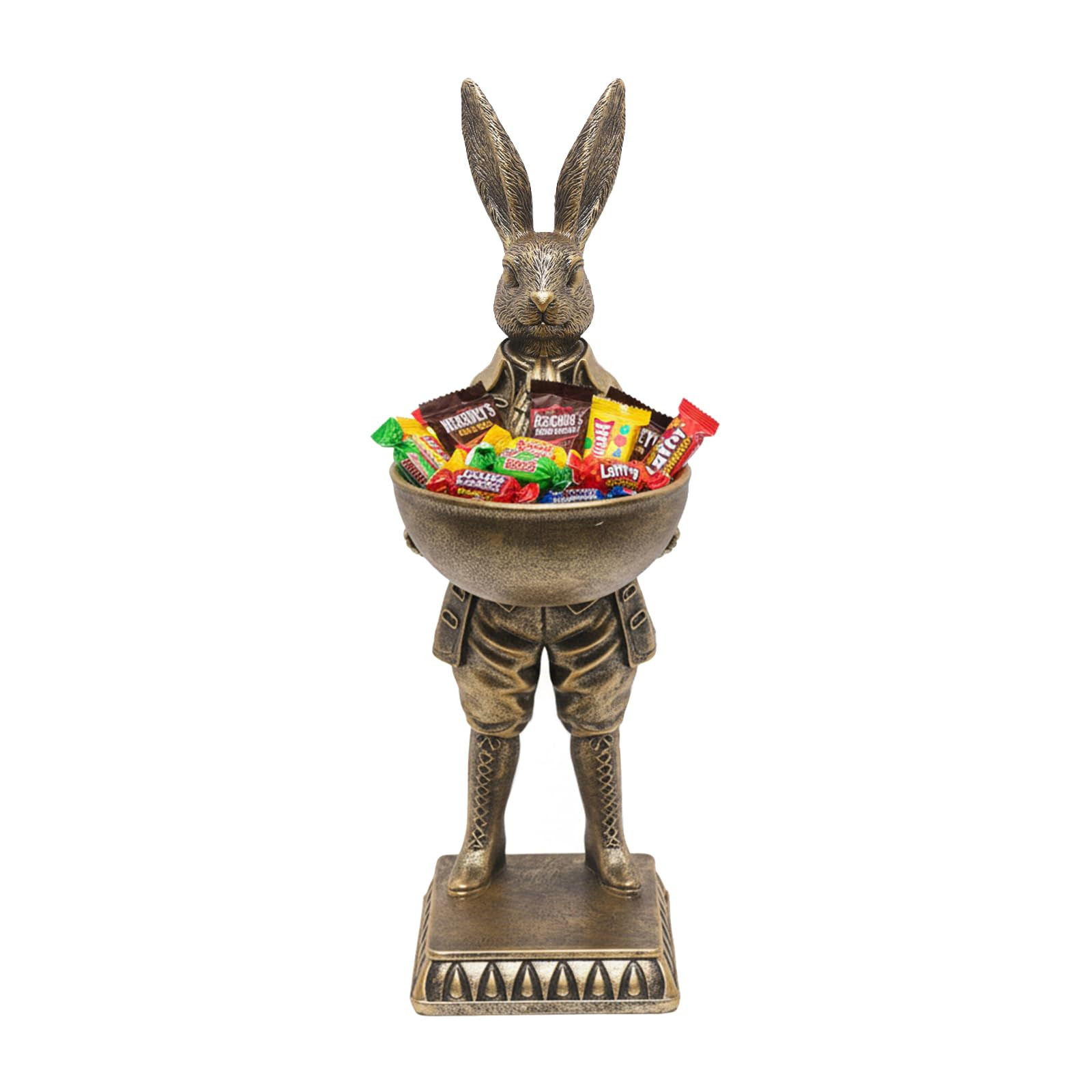 12.6 Inch Vintage Golden Rabbit Statue with Bowl, Bunny Figurine Resin Tray Serving Easter Decora... | Amazon (US)