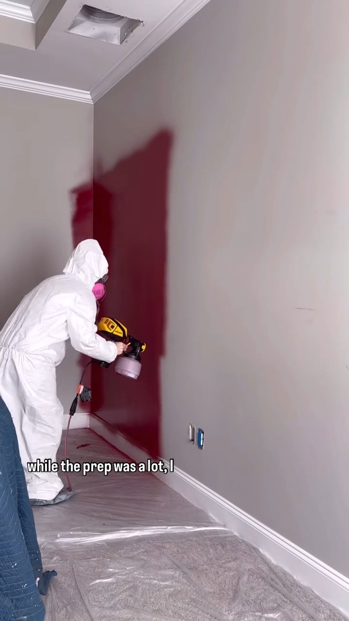 Obsessed. OBSESSED with this color in this room. The way it looks different throughout the day is 😍🤌🏻😍
I did the walls in a matte finish and the doors and trim in semigloss.
Thoughts about using the paint sprayer inside: 
• It’s a ton of prep. Make sure you put plastic EVERYWHERE. The little paint dust particles get all over the place. 
• it was much faster than rolling especially since I was doing the whole room and not having to cut in around the trim. 
• Its been awhile since I’ve worked out and I was just as sore as I would’ve been using a roller 😂😂
• clean up was super easy. 

This color is Rumors by @behrpaint 
Rug is from @ruggable and it’s PERFECT. 
🖤
.
#bedroominspiration #burgundybedroom #moodybedroom #snakedecor #diybedroom #romanticbedroom #paintsprayer #colordrenching #goodbyegrey

#LTKFindsUnder100 #LTKHome #LTKWatchNow