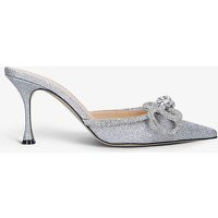 Double Bow crystal-embellished woven heeled mules | Selfridges