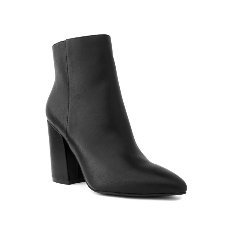 SUGAR Womens Black Comfort Evvie Pointed Toe Block Heel Zip-Up Booties 9 - Walmart.com | Walmart (US)