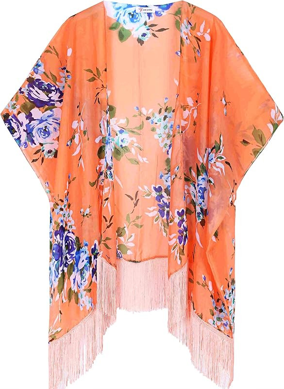 Women's Floral Kimono Cover Up - Lightweight Leopard Chiffon Beachwear for Bikini,Cardigan and Sw... | Amazon (US)