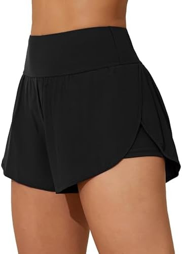 ATTRACO Women Swim Shorts Side Split Swim Trunk 2 in 1 Board Shorts with Pockets Swim Bottom | Amazon (US)