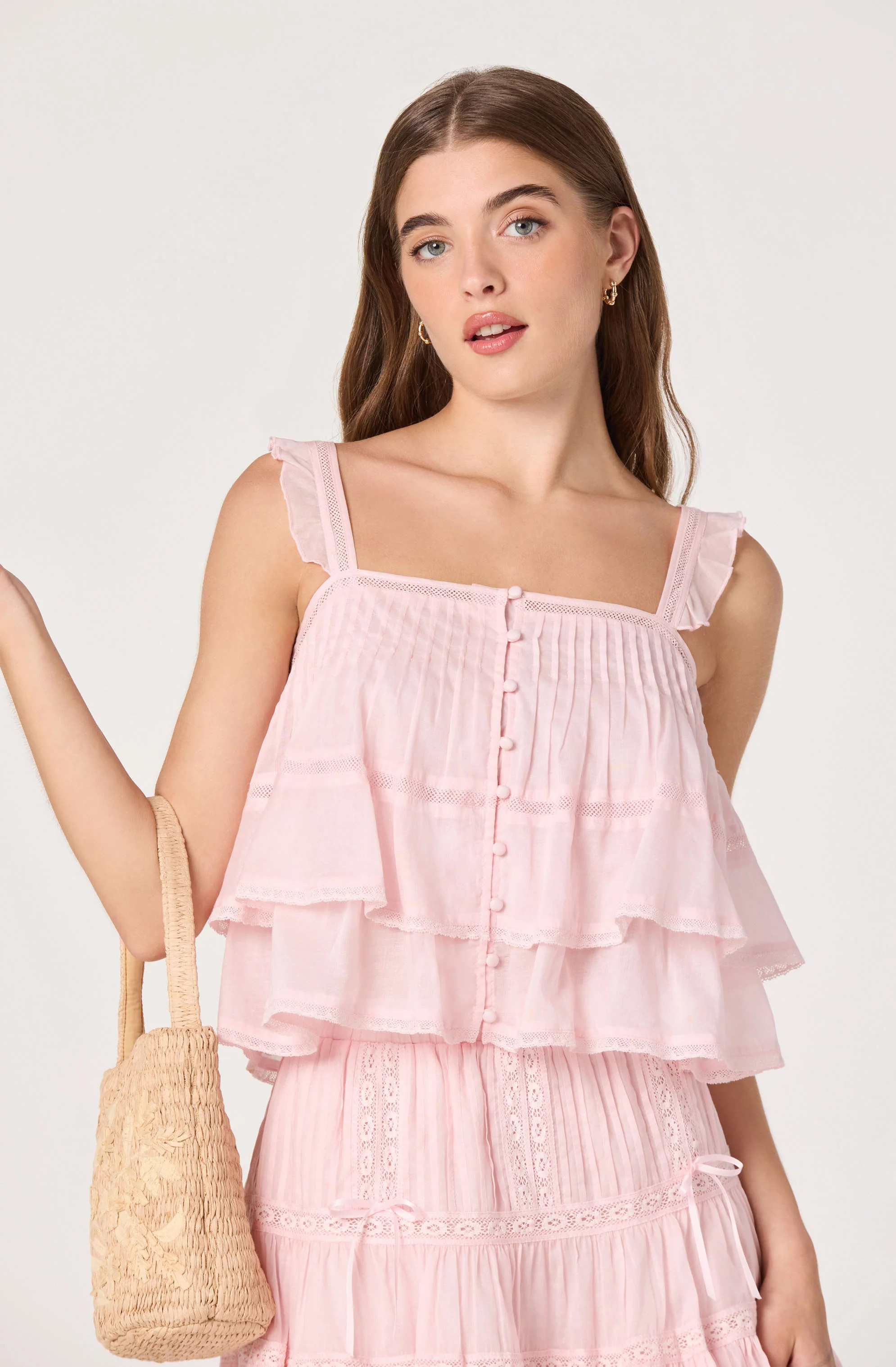 Delia Tiered Babydoll Top - Pink / S | ASTR The Label (US)