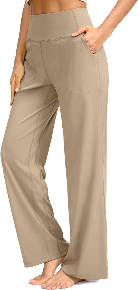 Soothfeel Wide Leg Pants for Women Yoga Work Pants with Pockets High Waist Lounge Sweatpants Dres... | Amazon (US)