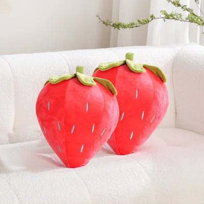 Velvet Strawberry Decorative Pillows for Couch Decor (Set of 2) | Wayfair North America