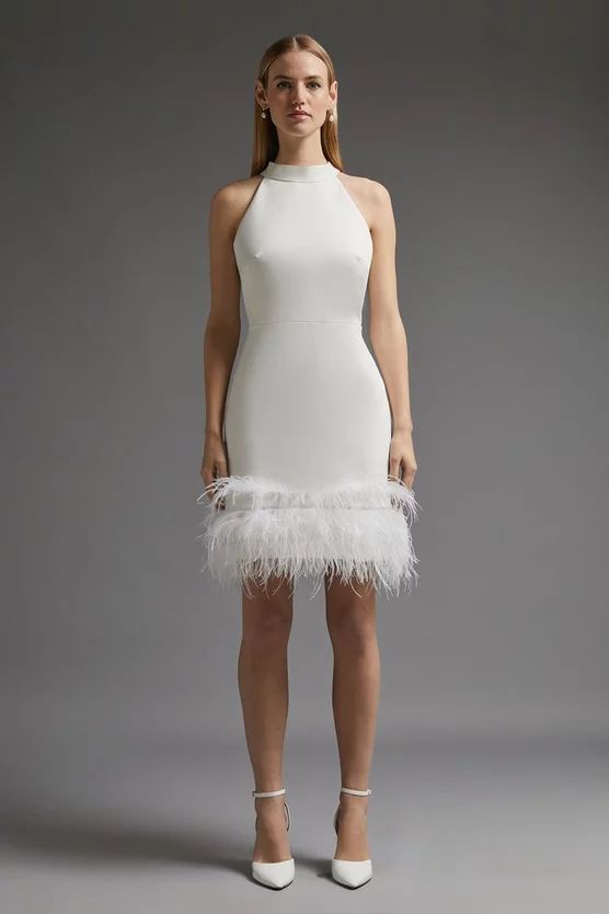 Premium Feather Hem Halter Neck Mini Dress | Coast (UK)