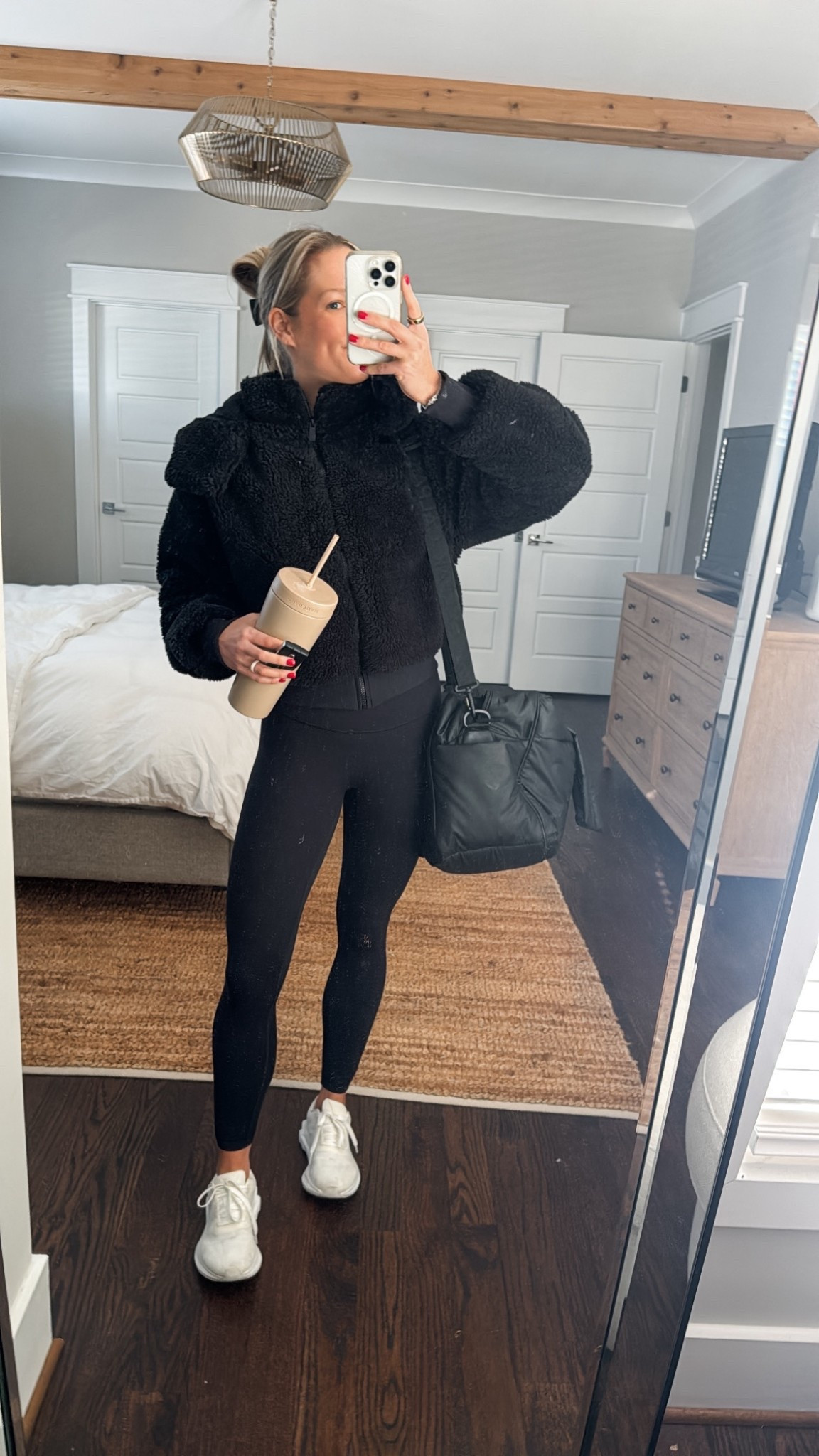 Wearing size 2 leggings (I size down in anything align), size S top and size S fuzzy sherpa zip up

#LTKootd #LTKfitnessgoals #LTKActive