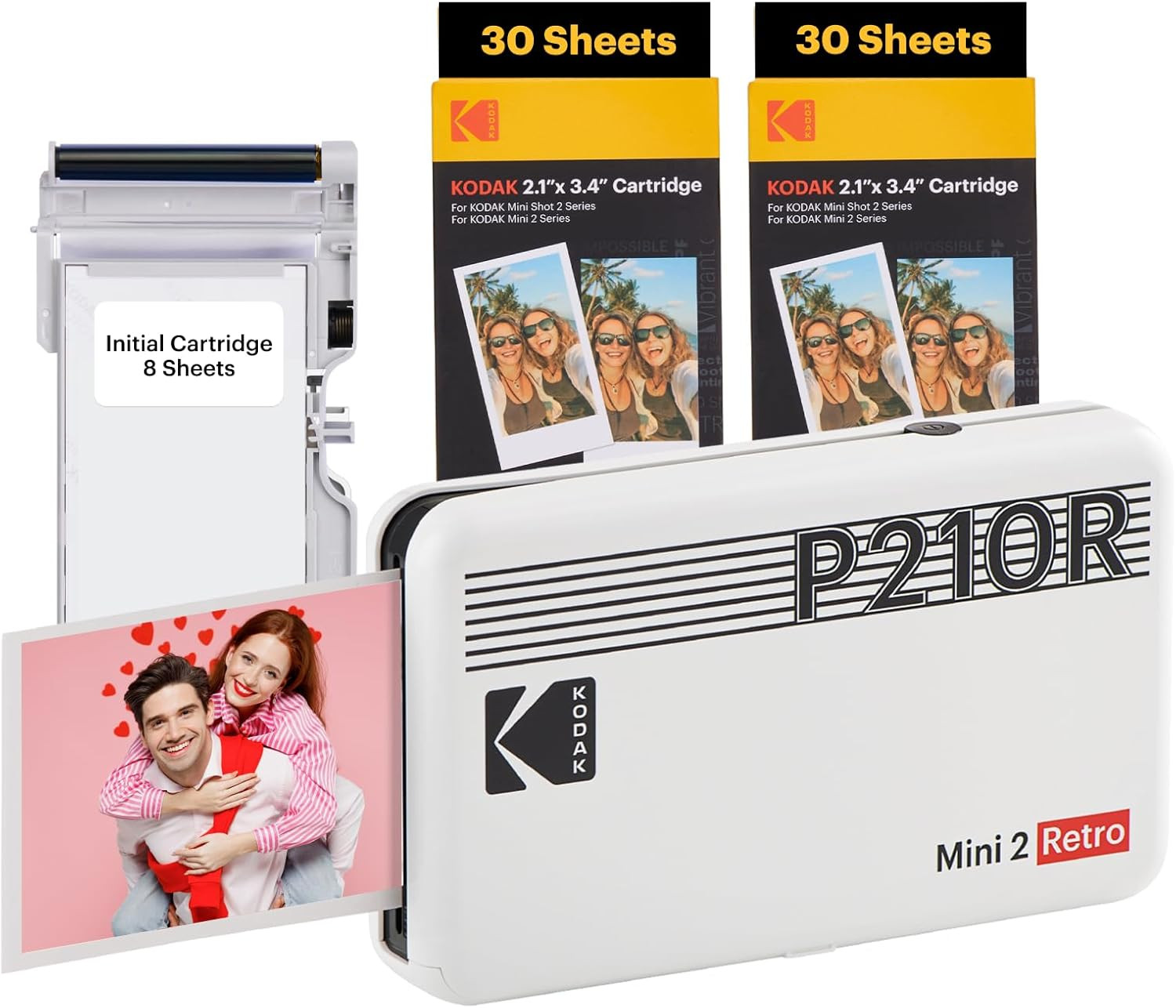 KODAK Mini 2 Retro 4PASS Portable Photo Printer (2.1x3.4 inches) Initial 8 Sheets + 60 Sheets Bun... | Amazon (US)