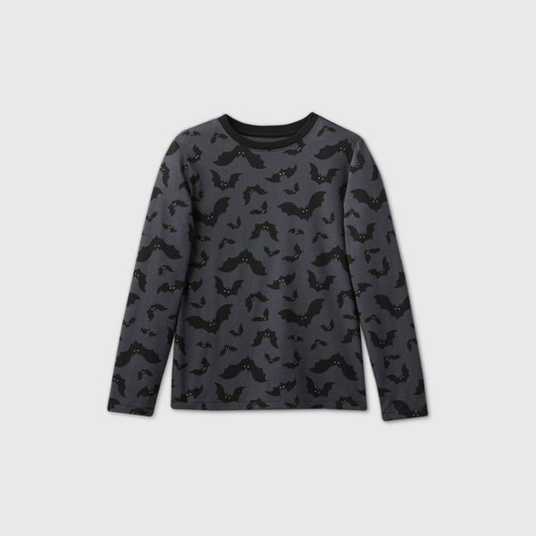 Boys' Halloween Long Sleeve 'Bats' Graphic T-Shirt - Cat & Jack™ Gray | Target