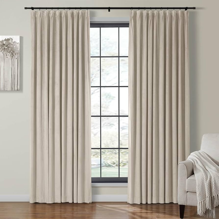 Amazon.com: Drapifytex Pinch Pleat Blackout Guest Room Drapery, 58" W x 108" L Thermal Insulated ... | Amazon (US)