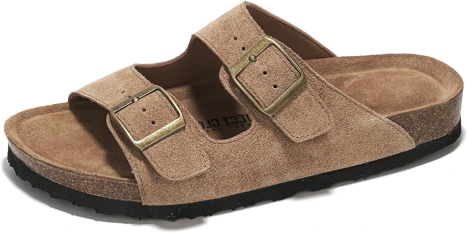 100% Genuine Leather Flat Sandals Women Comfortable Beach Essentials Womens Sandals Memory Foam V... | Amazon (US)