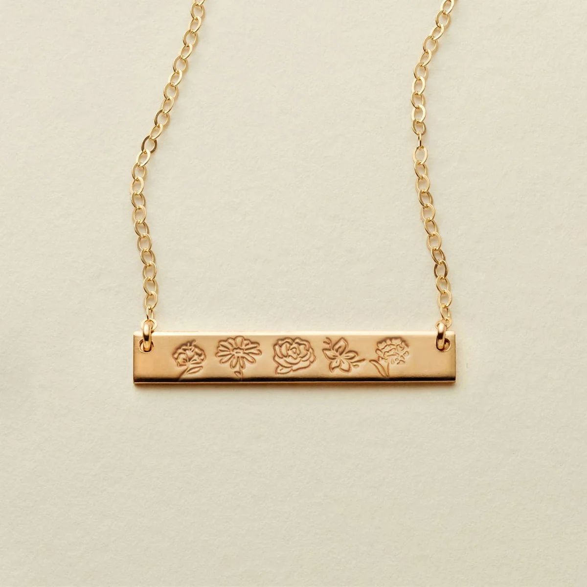 Made By Mary Birth Flower Bar Necklace | Add Up To 5 Flowers Of Choice | Made by Mary (US)