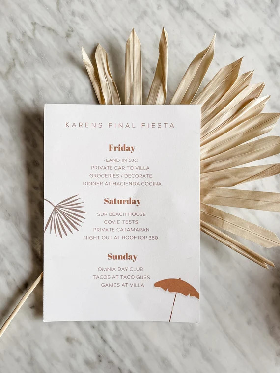 Neutral Bachelorette Party Itinerary Template  Canva Template | Etsy | Etsy (US)